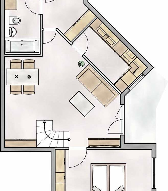 Mit noch höherem Rendite-Potenzial: Maisonettewohnung inkl. Terrasse, Garage, Garten in Schöneiche - Grundriss Erdgeschoss