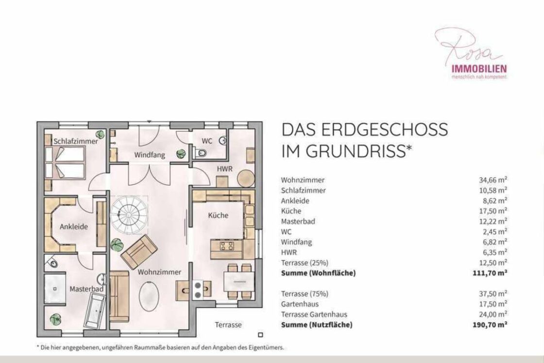 Am Waldrand: Mediterranes Landhaus modern ausgestattet - Baujahr 2016 - Grundriss Erdgeschoss