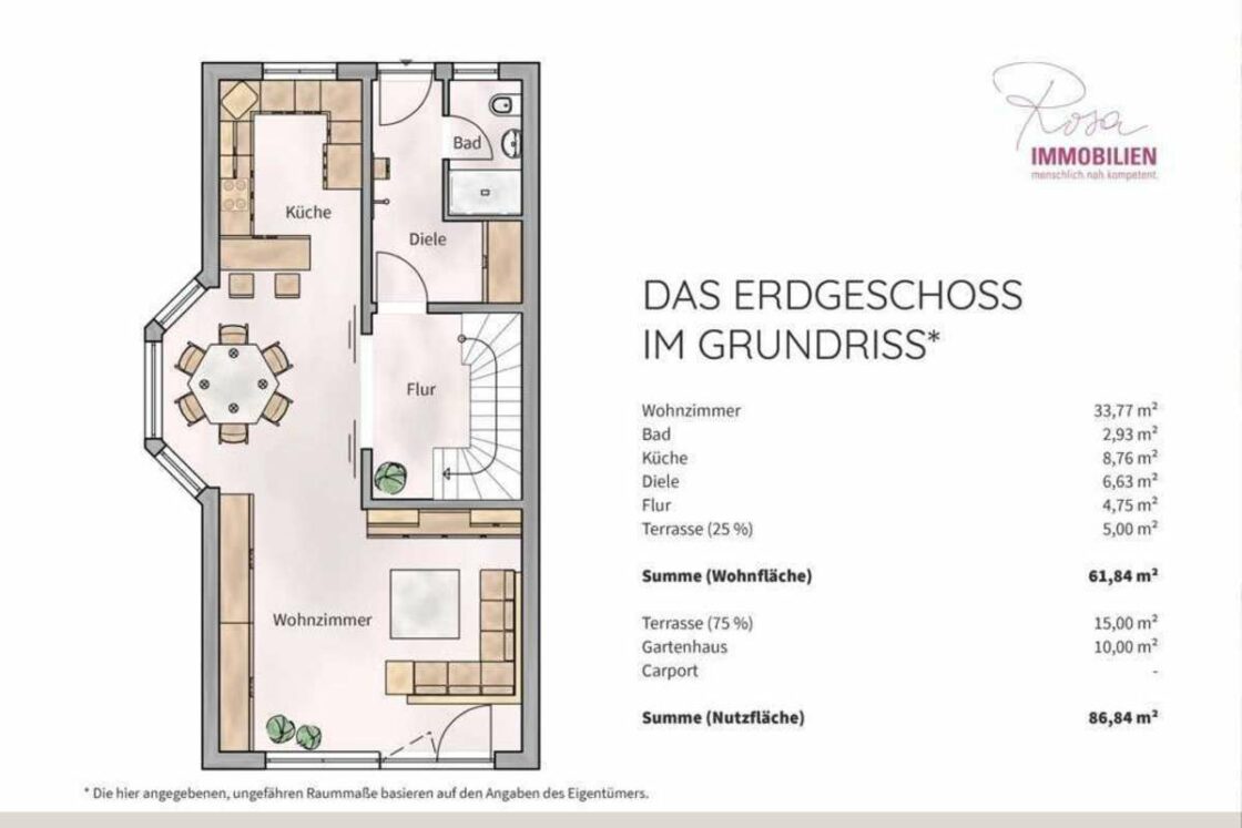 Über 200 qm Nutzfläche - Große Doppelhaushälfte mit wundervollem Garten - Grundriss EG