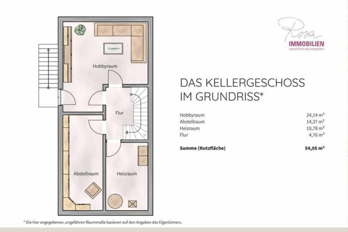 Über 200 qm Nutzfläche - Große Doppelhaushälfte mit wundervollem Garten - Grundriss Keller