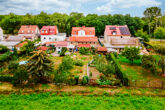 Garten Vogelperspektive - Ein- oder Zweifamilienhaus in Rüdersdorf mit Scheune, Einbauküche, Keller, Wintergarten und Carport