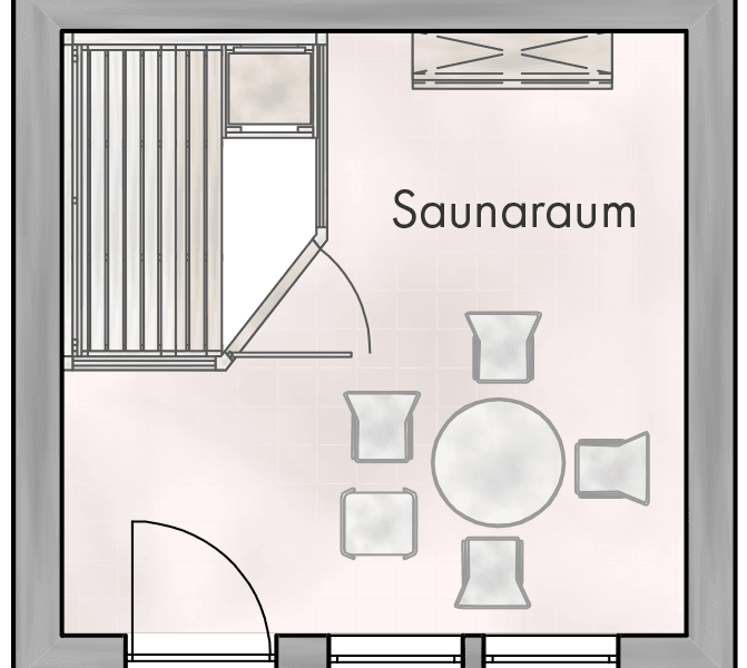 Grundriss Gartenhaus mit Sauna