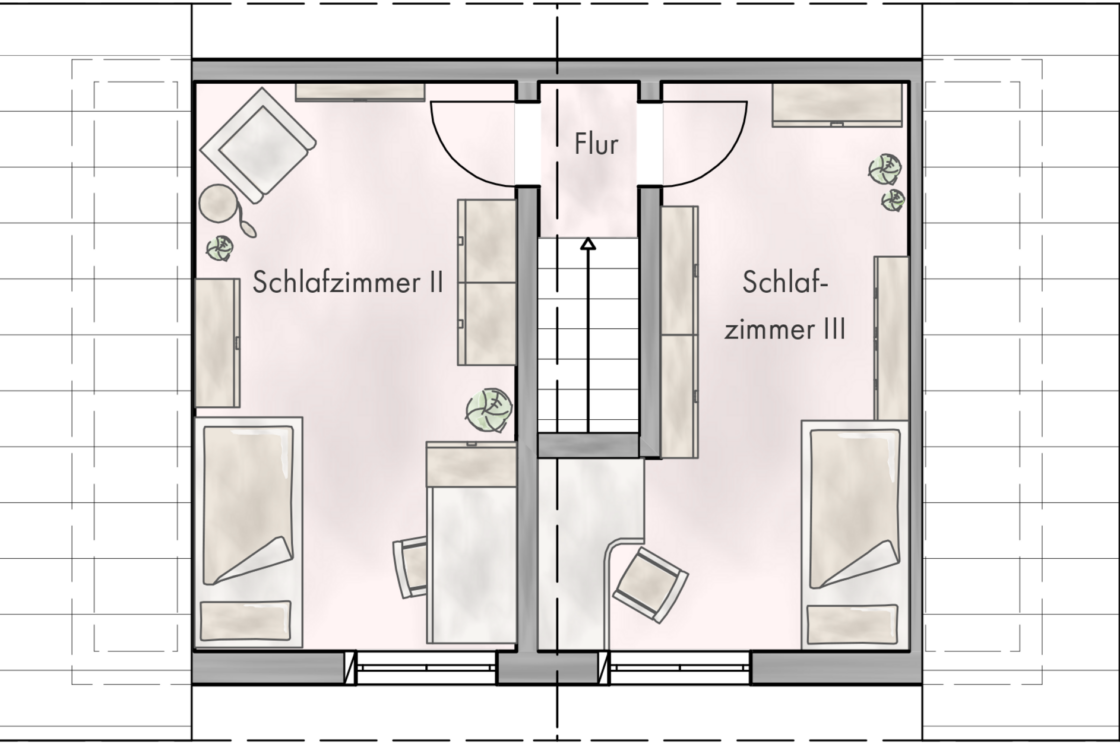 Mit Terrasse, Südwest-Garten, Einbauküche, modernem Bad: Hübsche Doppelhaushälfte in Oberschöneweide - Grundriss Obergeschoss