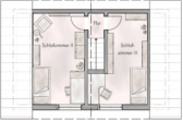 Grundriss Obergeschoss - Mit Terrasse, Südwest-Garten, Einbauküche, modernem Bad: Hübsche Doppelhaushälfte in Oberschöneweide